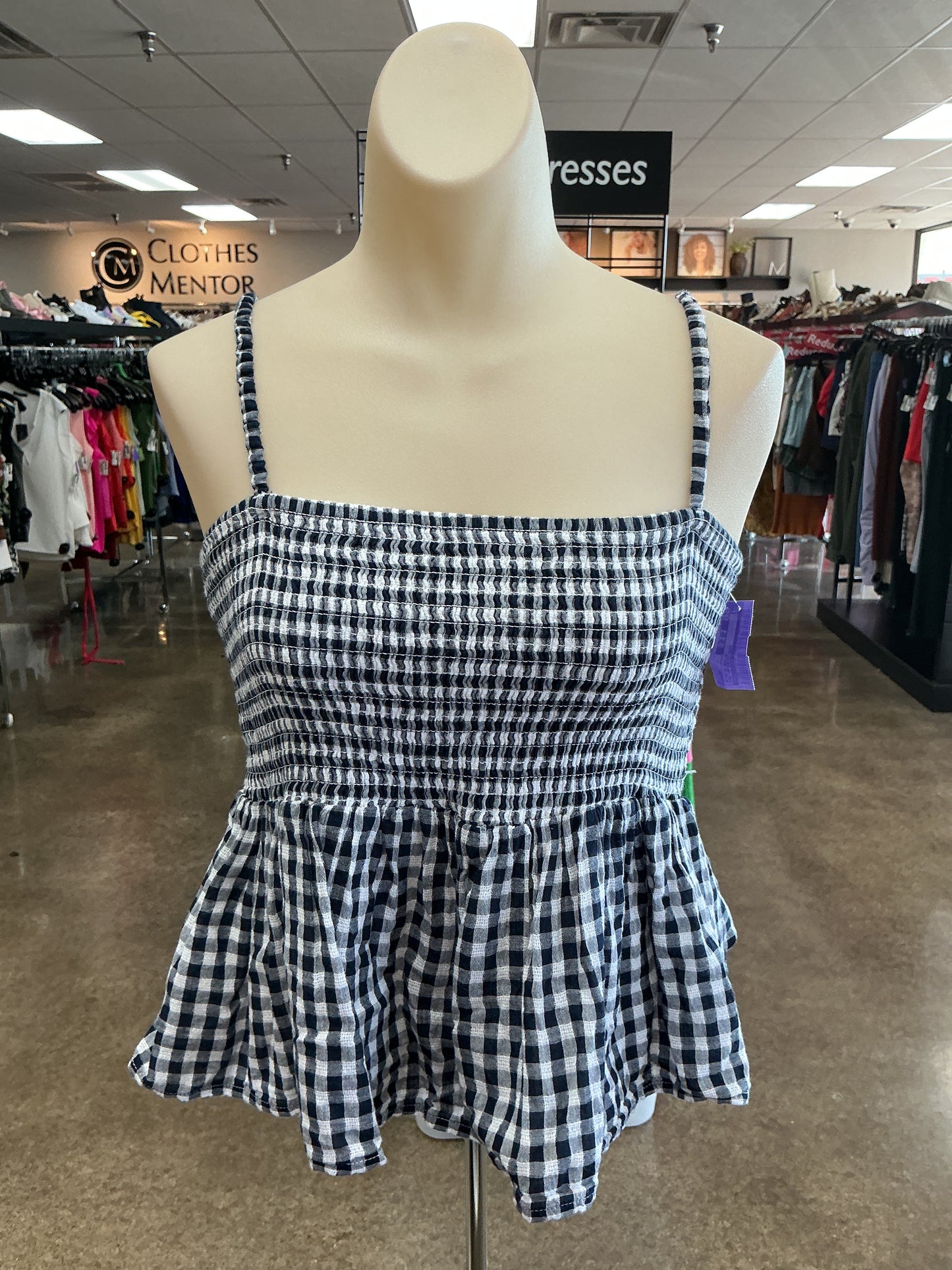 Top Sleeveless By American Eagle In Blue & White, Size:L
