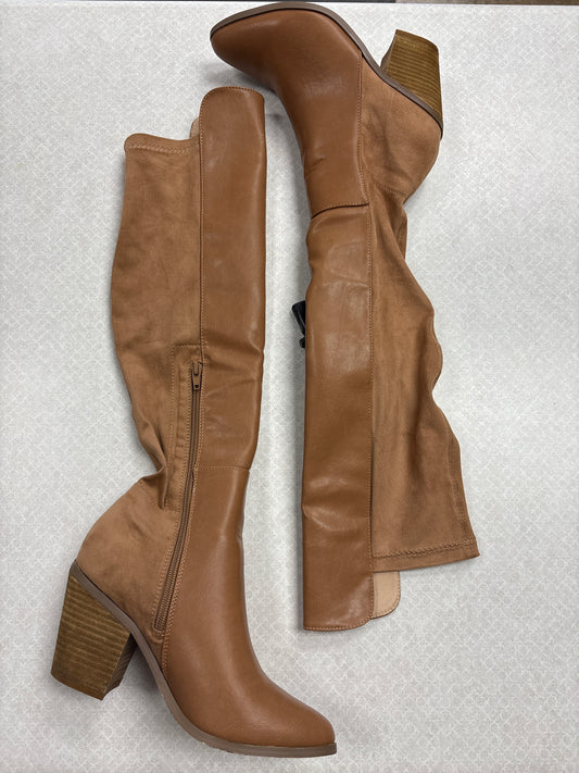 Boots Knee Heels By Clothes Mentor In Tan, Size:6