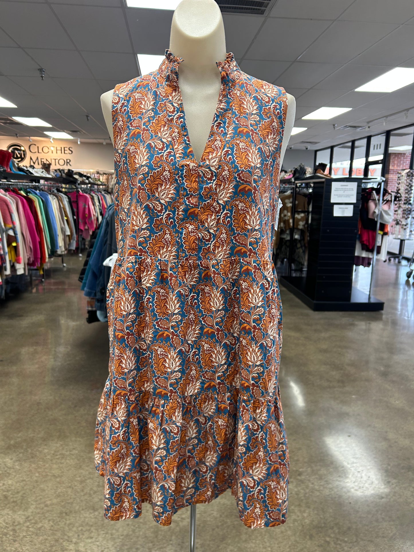 Dress Casual Short By Thml In Blue & Orange, Size:S