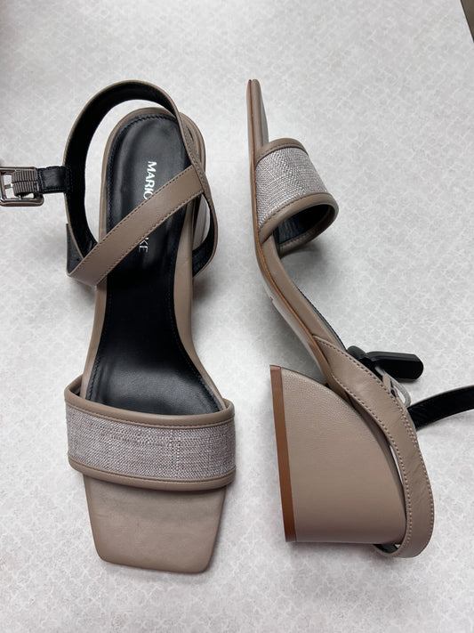 Sandals Heels Block By Cma In Taupe, Size:11