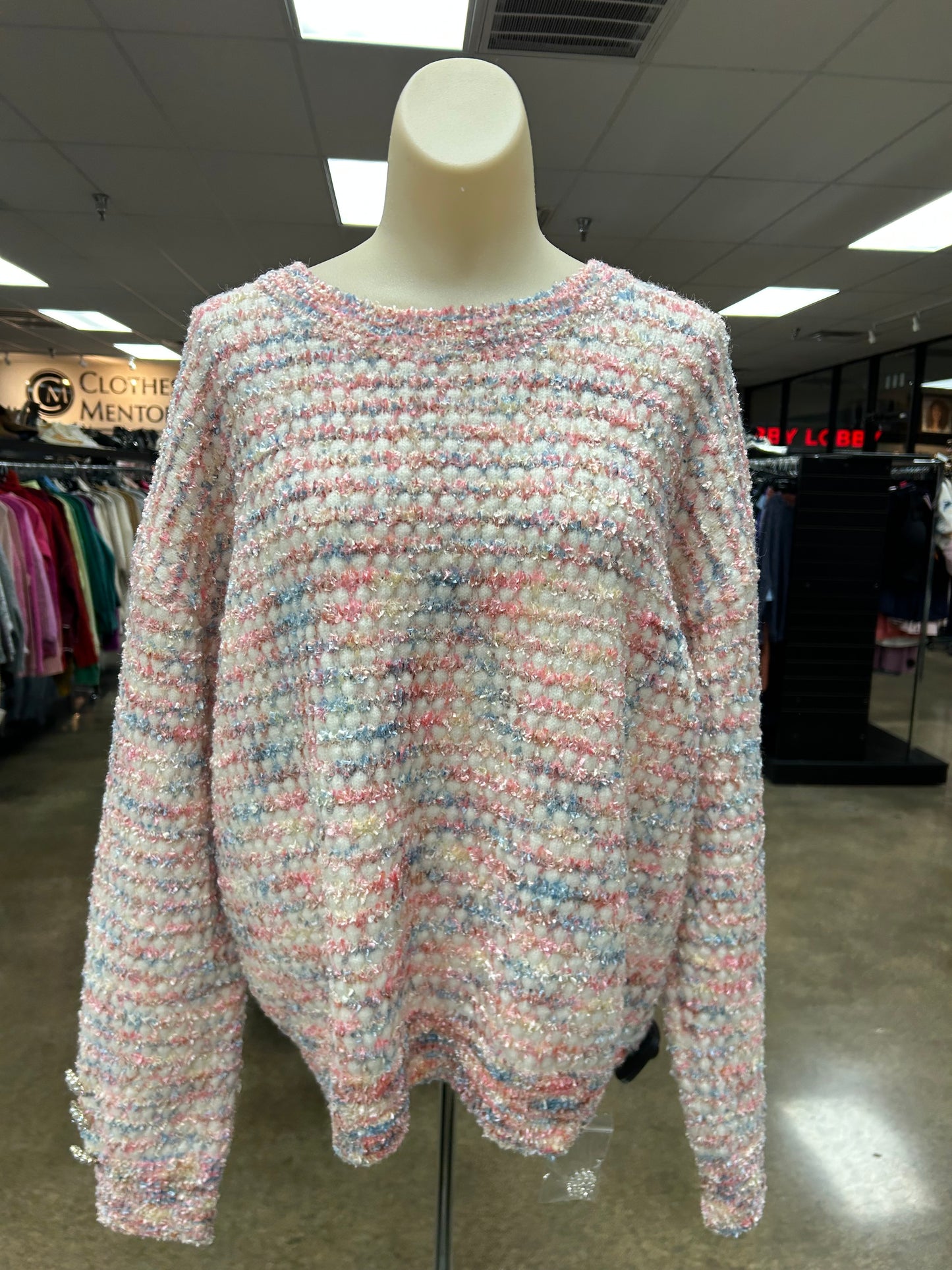 Sweater By Clothes Mentor In Blue & Pink, Size:L