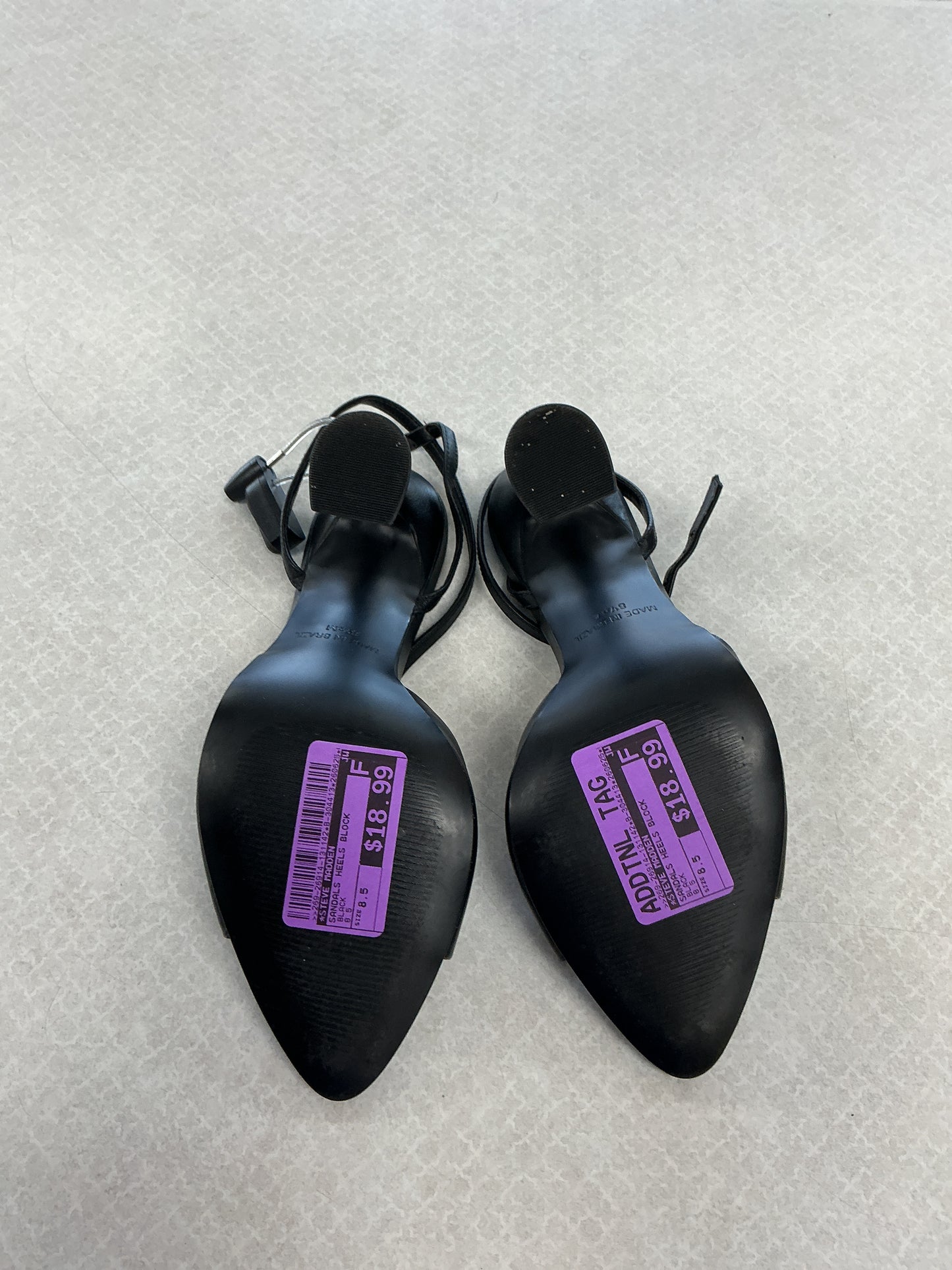 Sandals Heels Block By Steve Madden In Black, Size:8.5