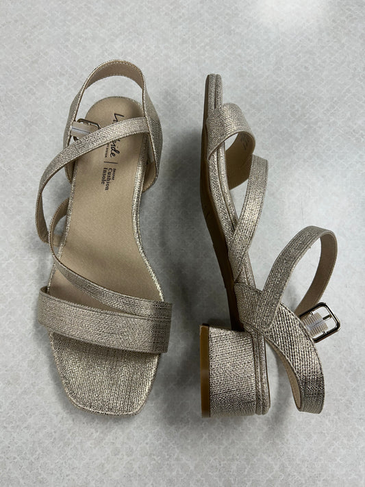 Sandals Heels Block By Life Stride In Gold, Size:8.5