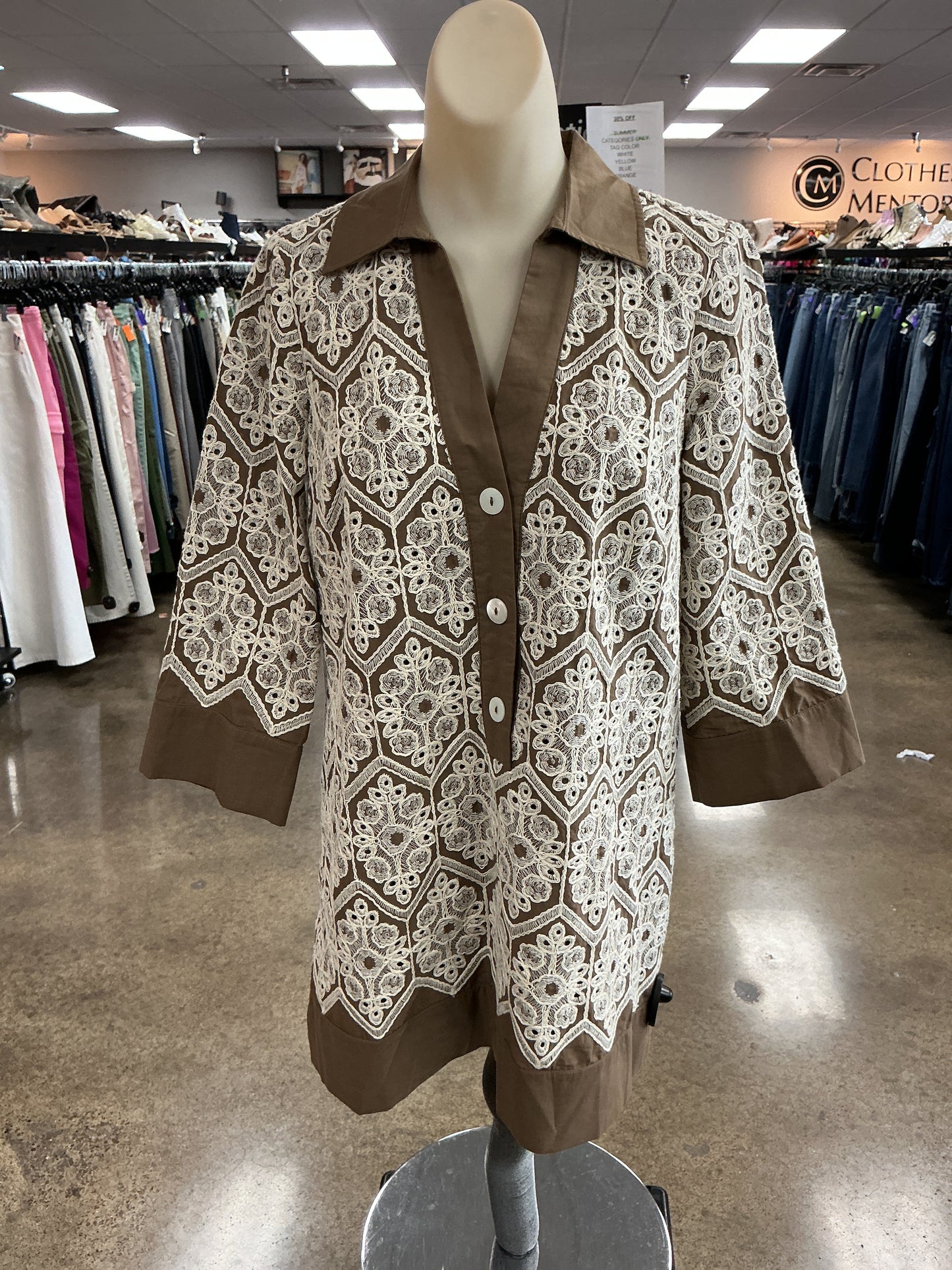 Tunic Ls By Tuckernuck In Cream & Tan, Size:Xs