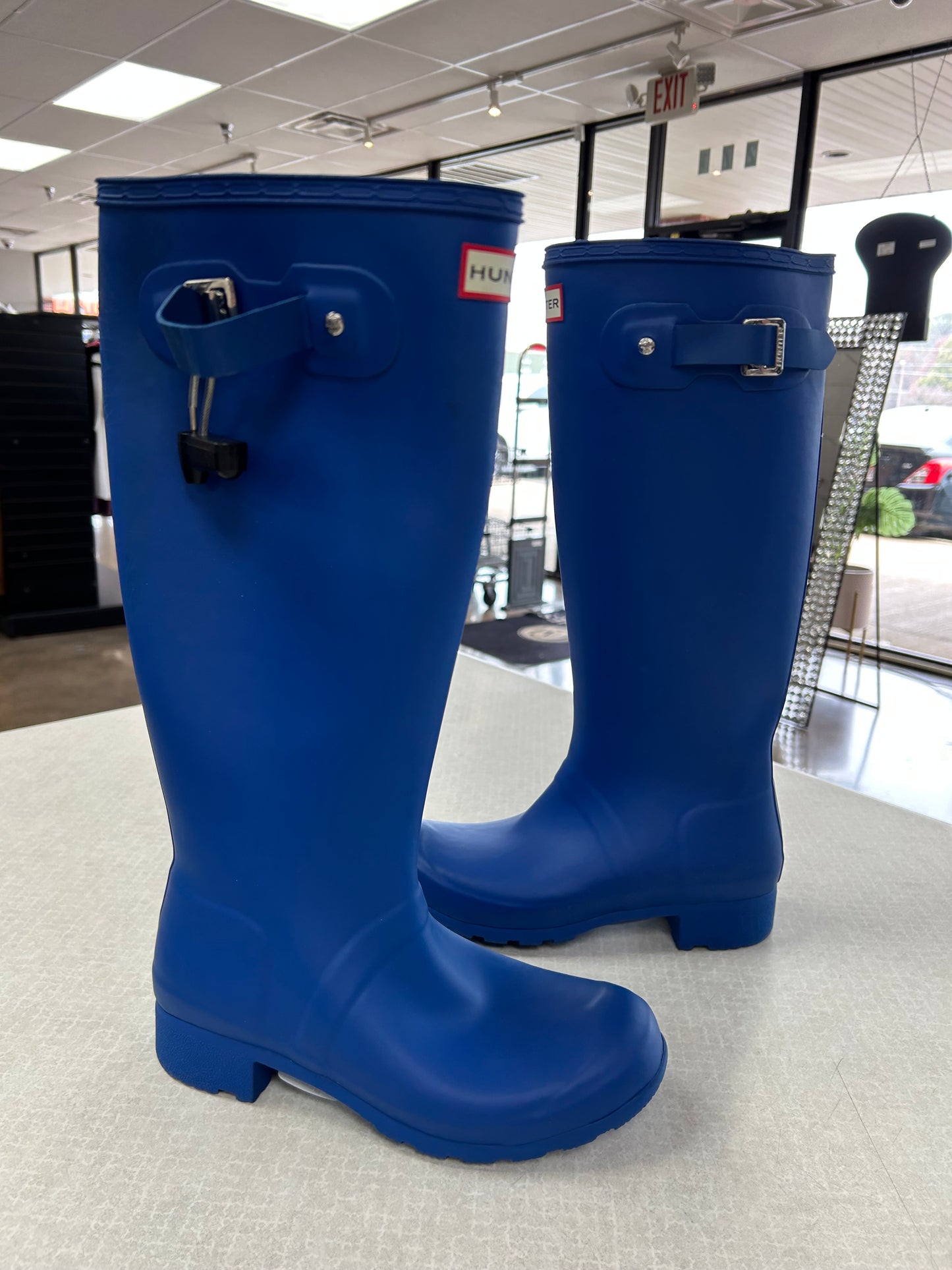 Boots Rain By Hunter In Blue, Size:6