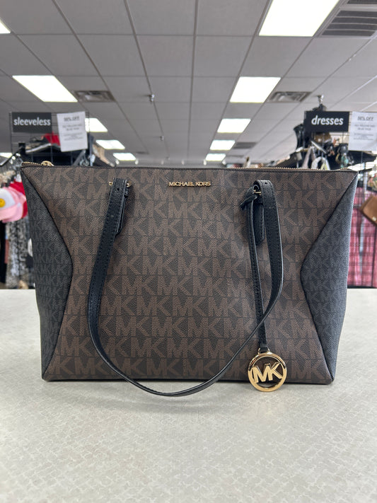 Tote Designer By Michael Kors In Black & Brown, Size:Medium