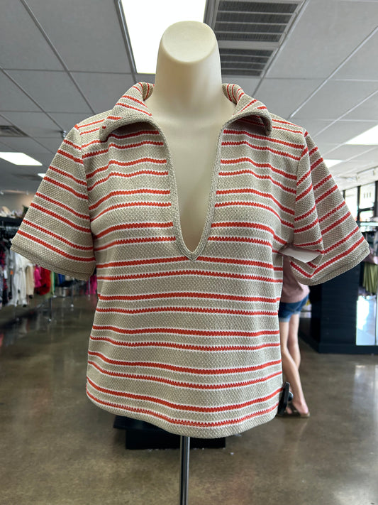 Top Ss By Zara In Red & Tan, Size:S