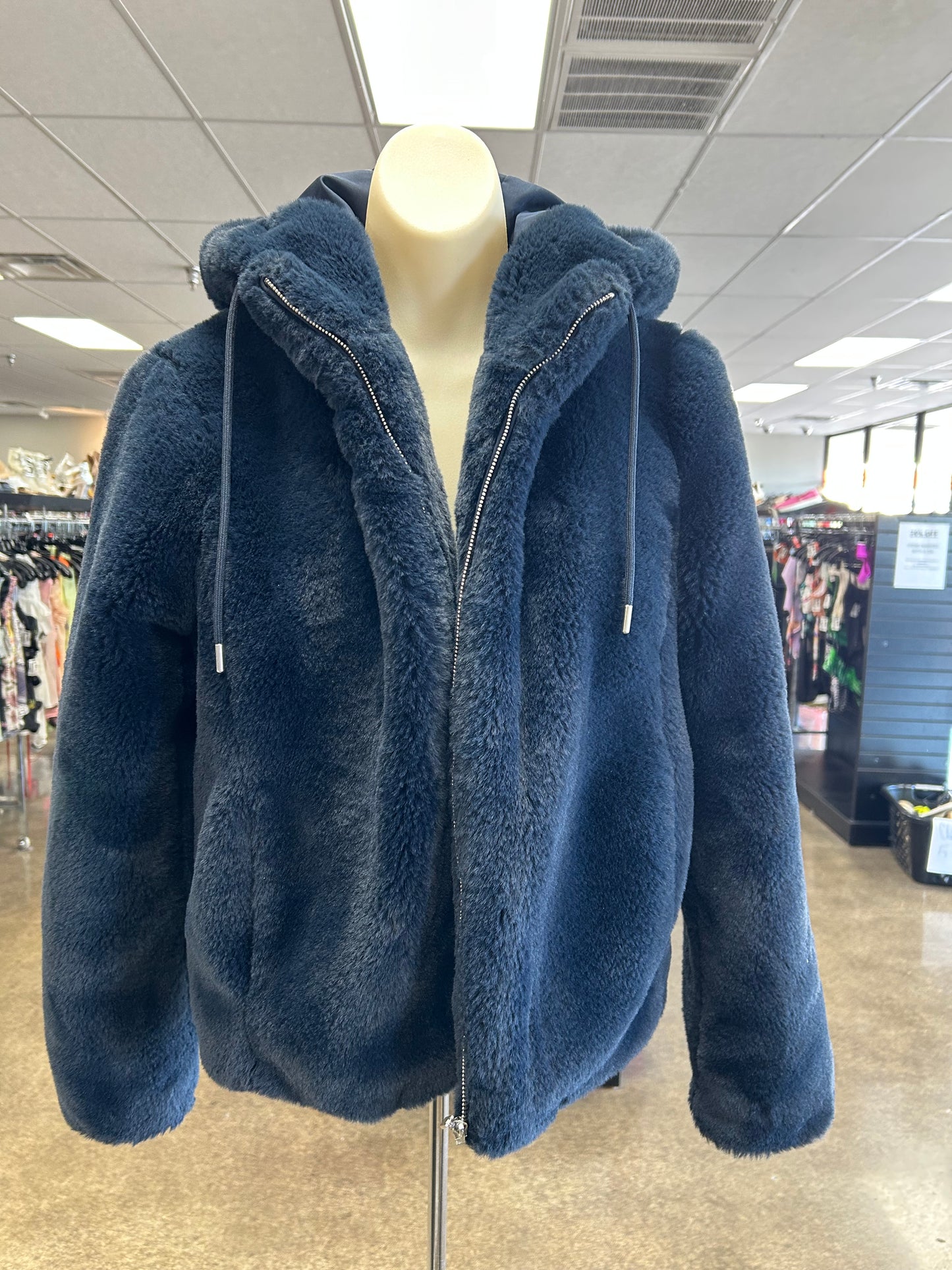 Jacket Faux Fur & Sherpa By Rachel Zoe In Blue, Size:Xs