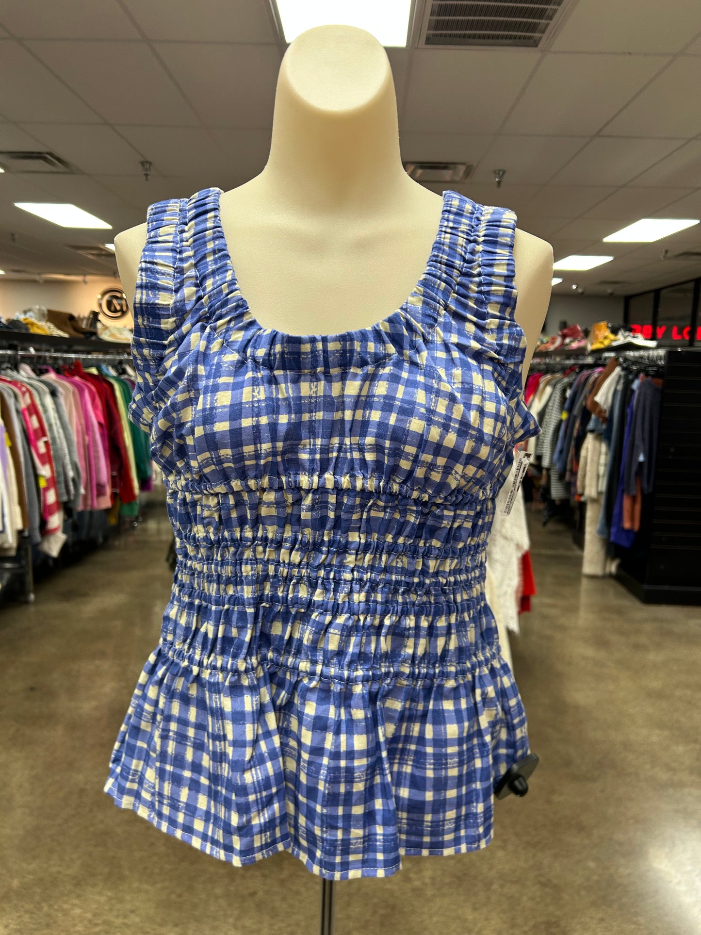 Top Sleeveless By Corey Lynn Calter In Blue & Cream, Size:M