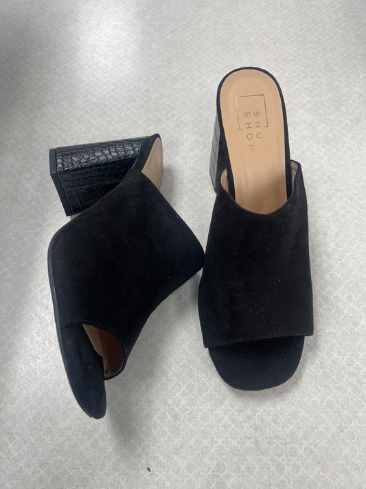 Sandals Heels Block By Shu Shop In Black, Size:8