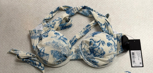 Swimsuit Top By Gianni Bini In Blue & Cream, Size:M