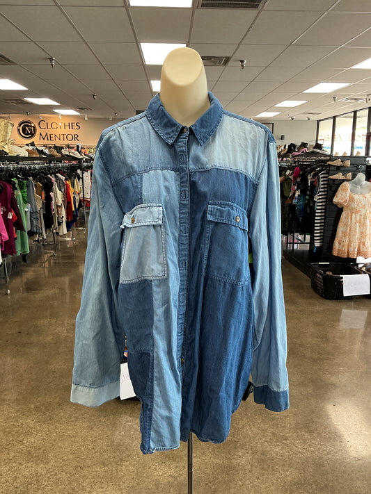 Top Ls By Pilcro In Blue Denim, Size:Xl