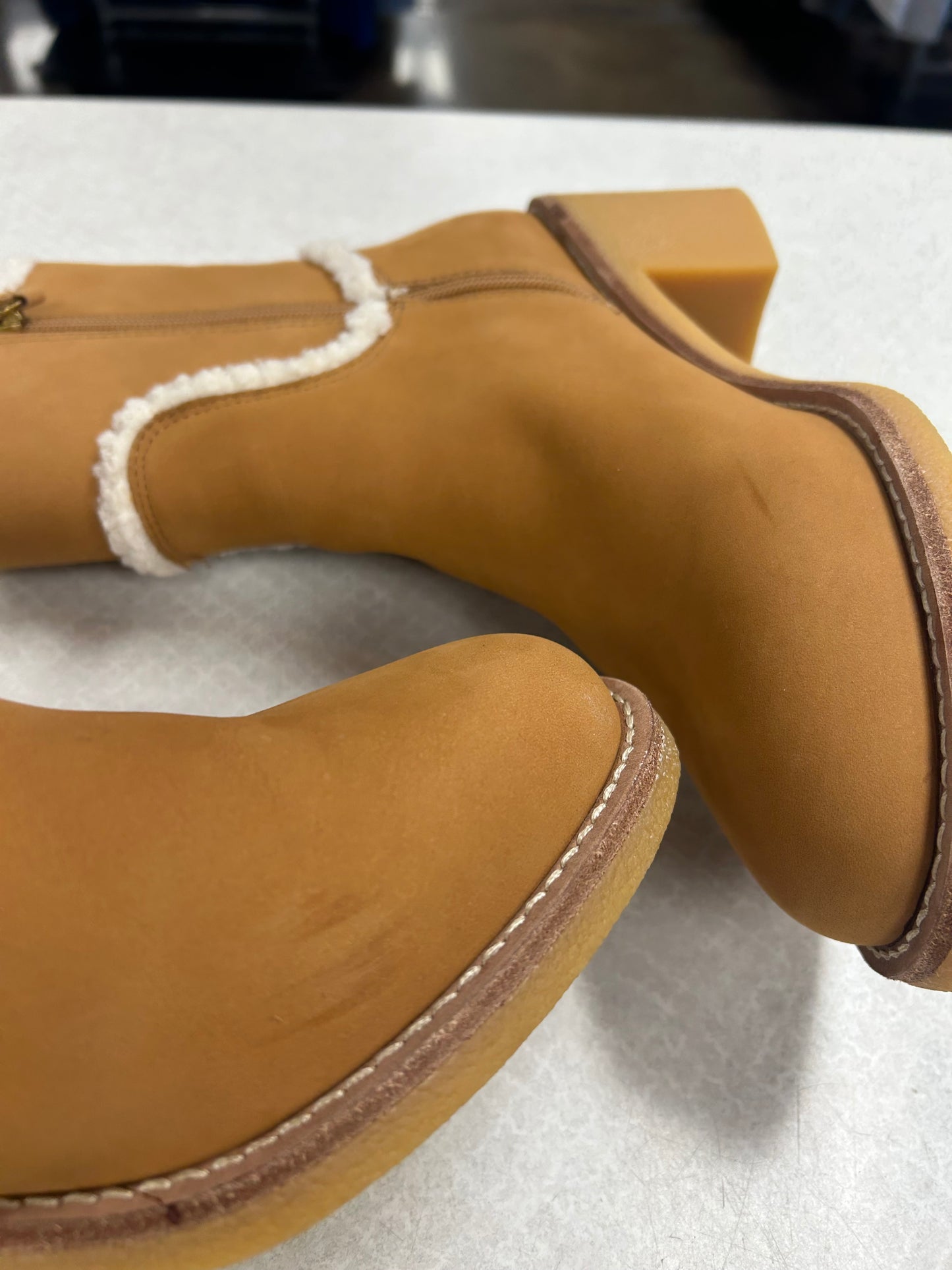 Boots Ankle Heels By J. Crew In Tan, Size:9.5