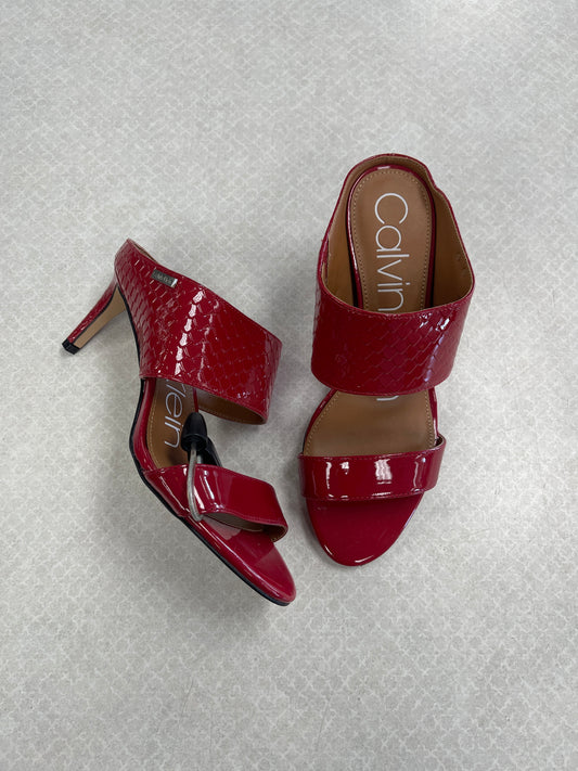 Sandals Heels Stiletto By Calvin Klein In Red, Size:6