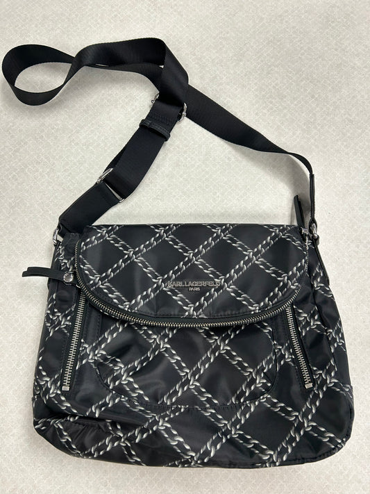 Crossbody Designer By Karl Lagerfeld In Black & Grey, Size:Large