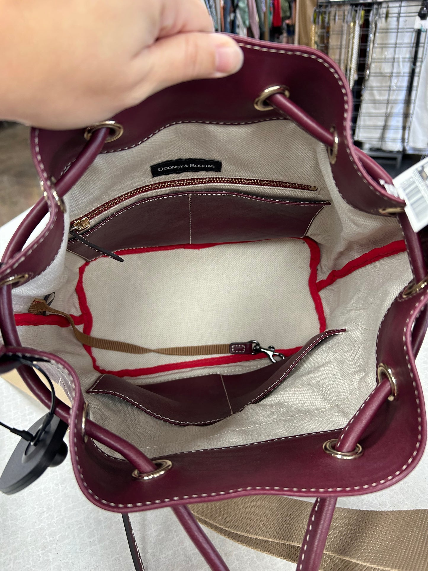 Handbag Designer By Dooney And Bourke In Maroon, Size:Large