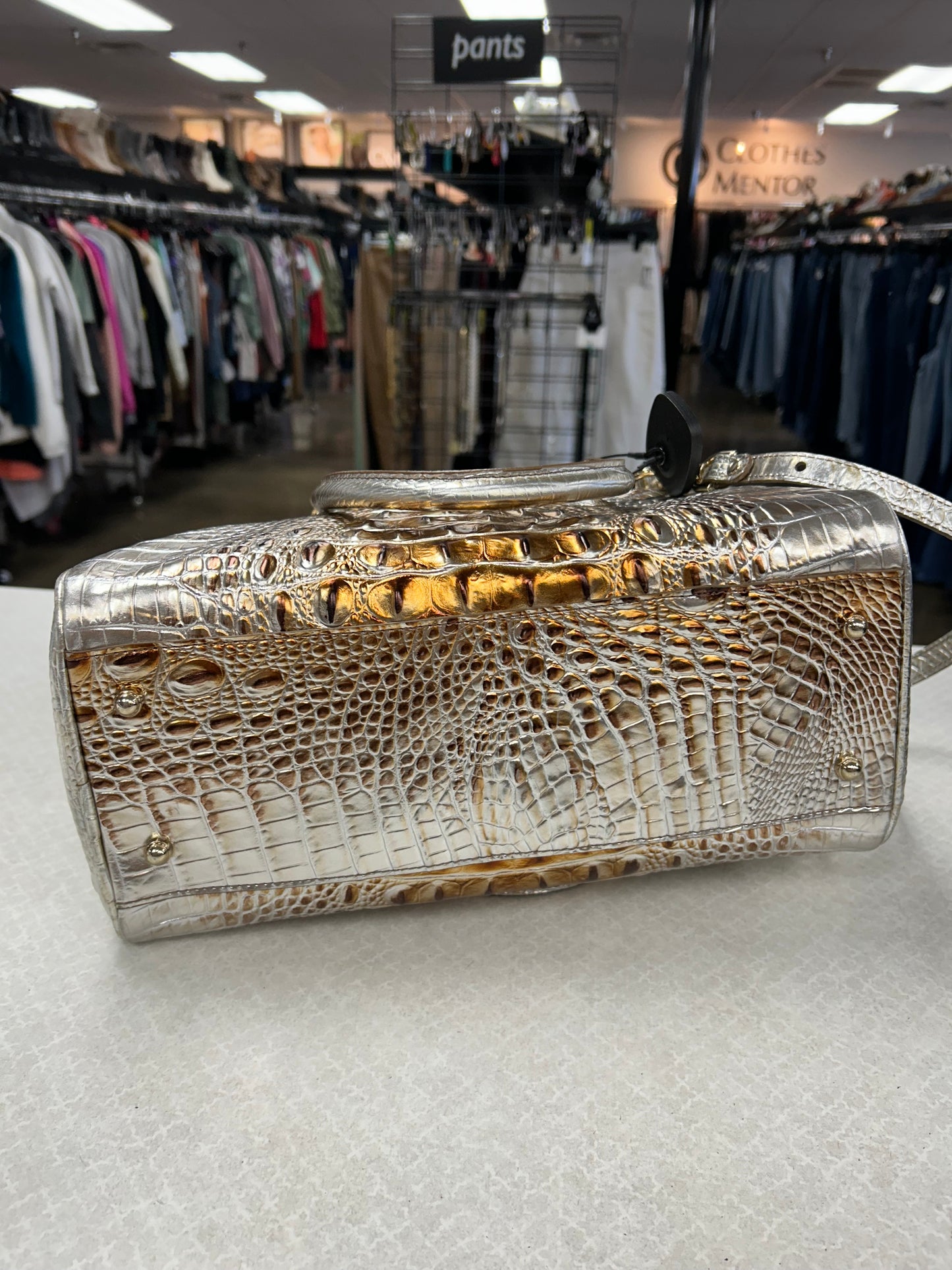 Handbag Designer By Brahmin In Silver, Size:Medium