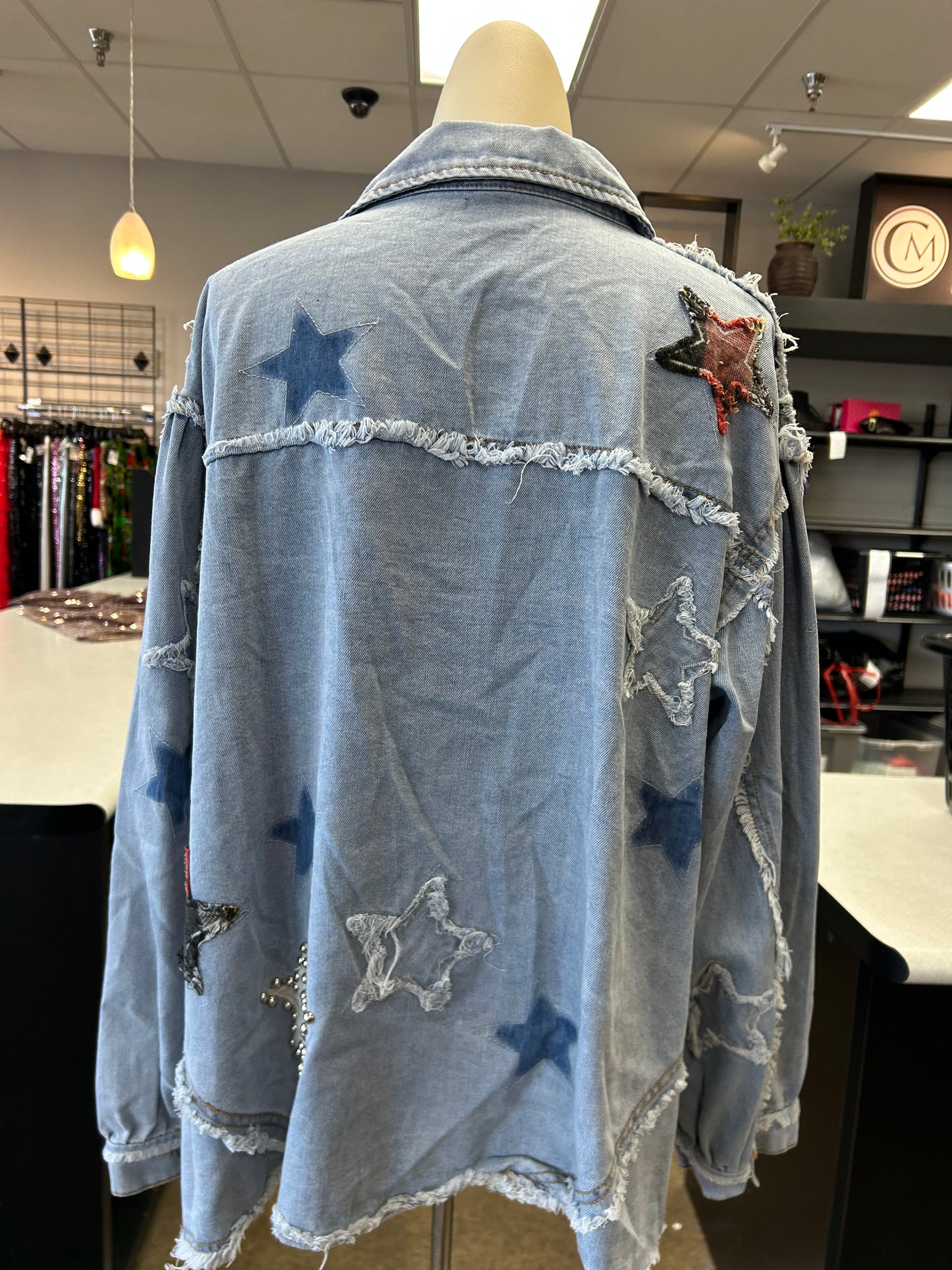 Jacket Denim By Pol In Blue Denim, Size:M
