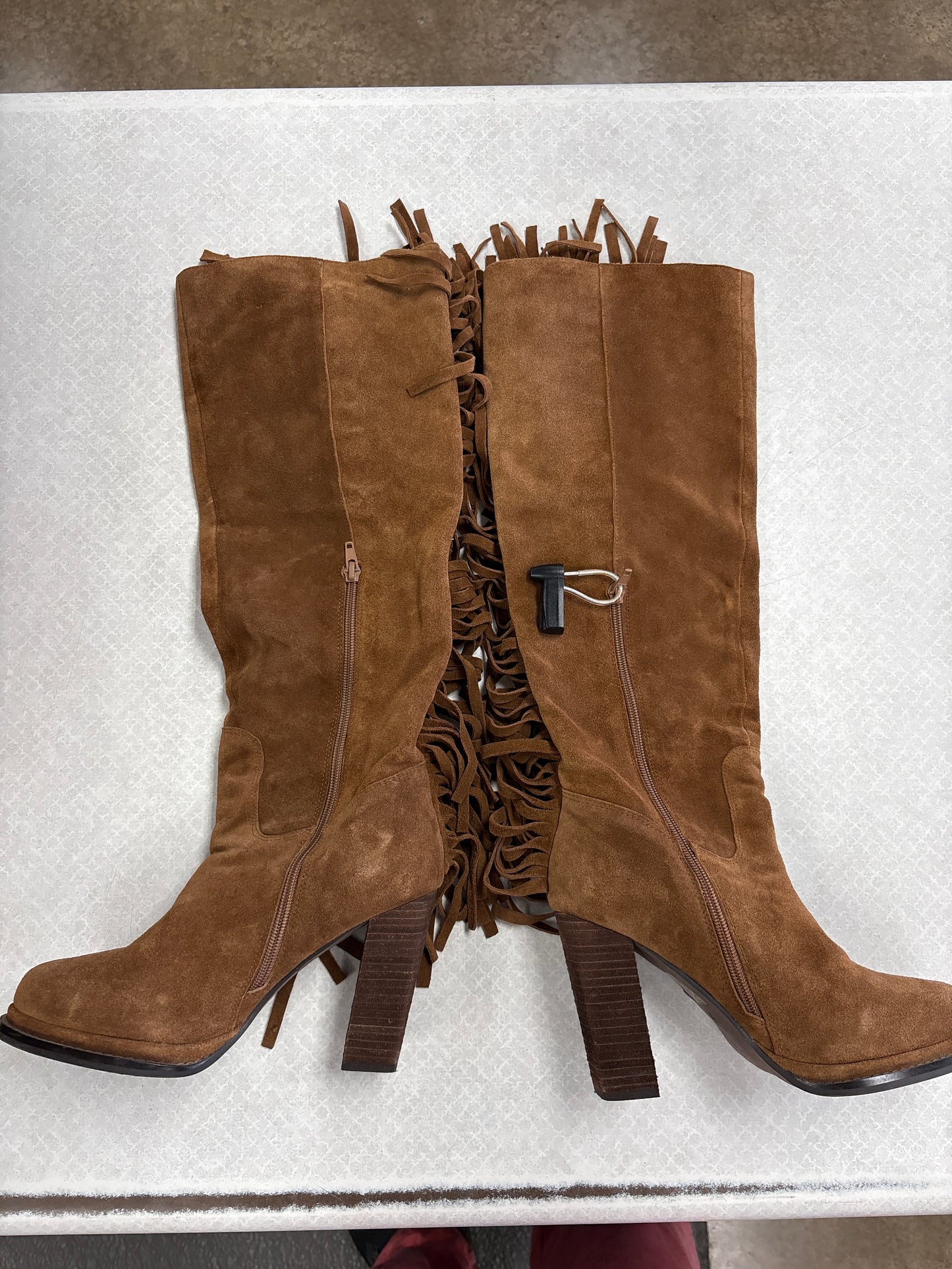 Boots Knee Heels By Jeffrey Campbell In Brown, Size:7