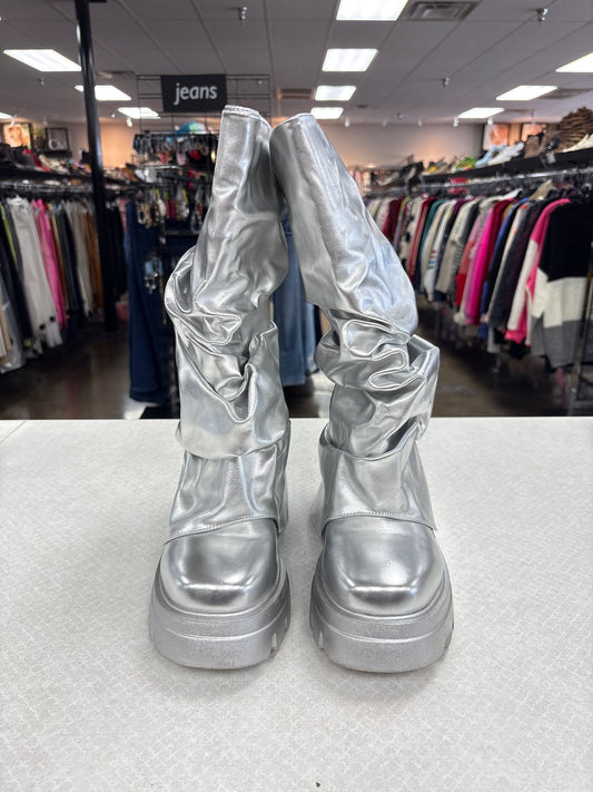 Boots Ankle Flats By Azalea Wang In Silver, Size:7