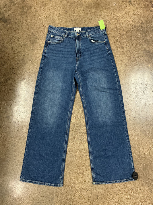 Jeans Wide Leg By H&M In Blue Denim, Size:12