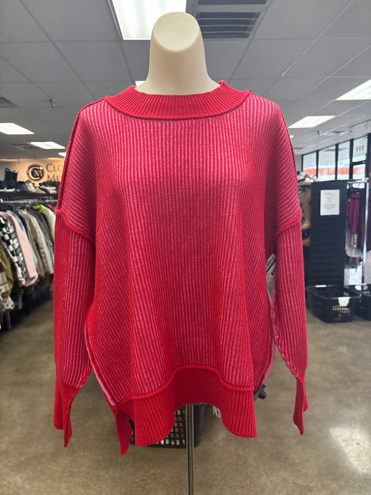 Sweater By Zenana In Pink & Red, Size:S
