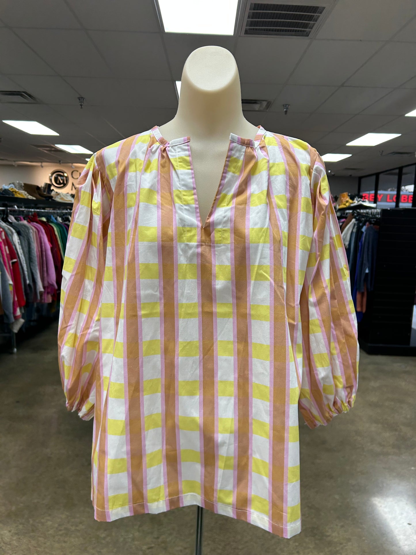 Top Ls By Clothes Mentor In Pink & Yellow, Size:M