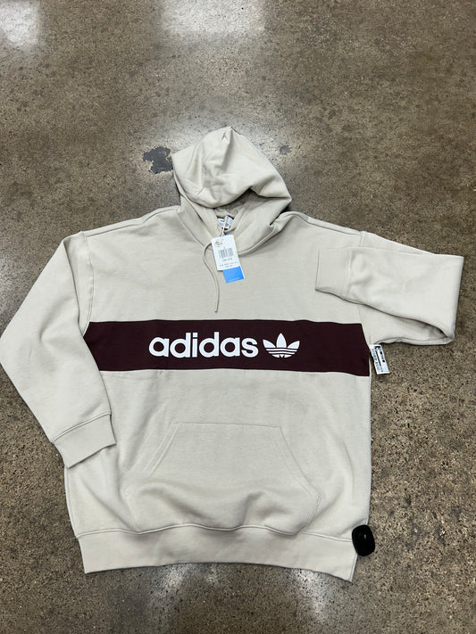 Athletic Sweatshirt Hoodie By Adidas In Tan, Size:L
