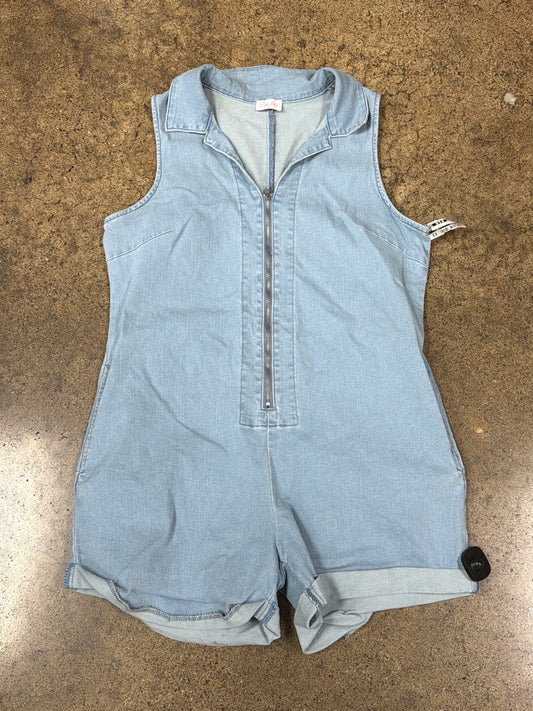 Romper By Pink Lily In Blue Denim, Size:L
