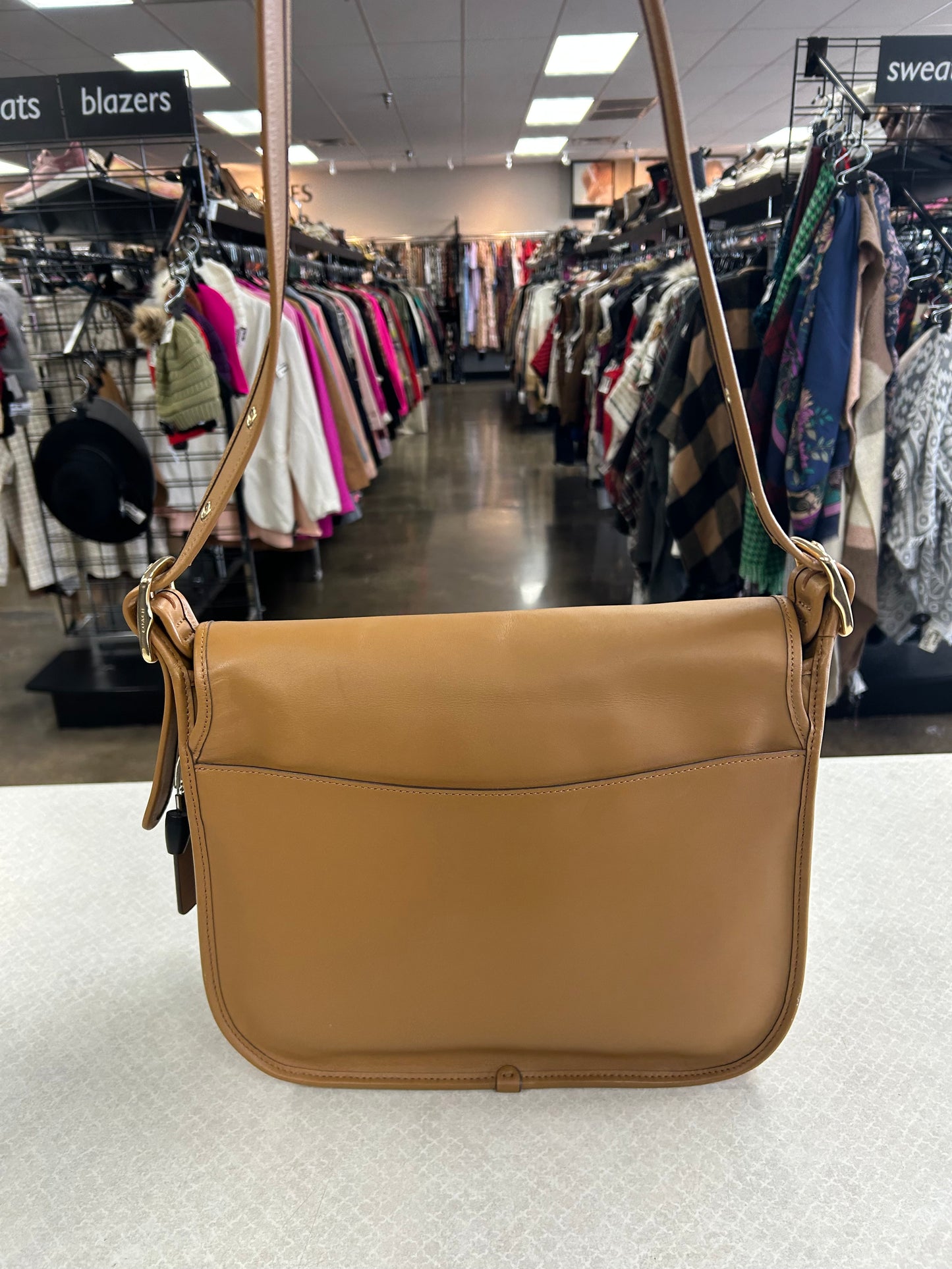 Crossbody Designer By Coach In Tan, Size:Medium