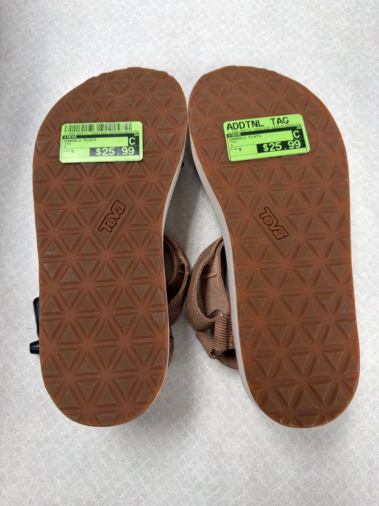 Sandals Flats By Teva In Tan, Size:9