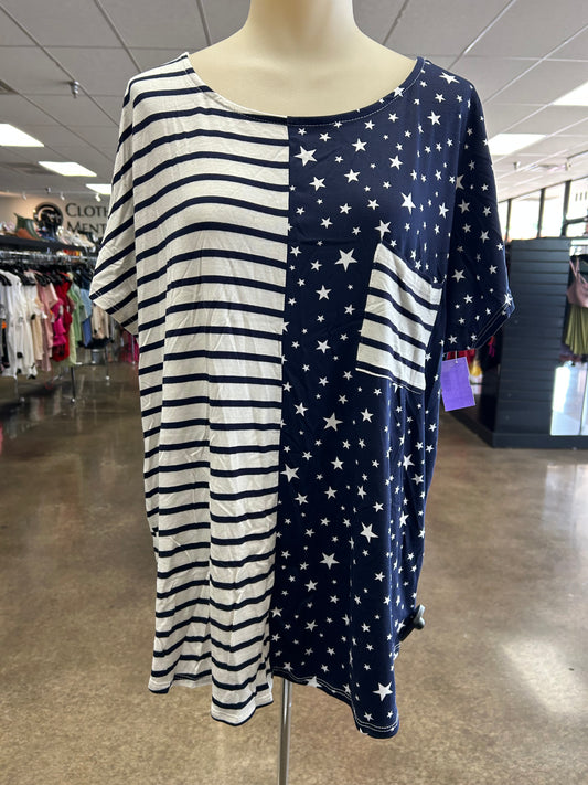 Top Ss By Sew In Love In Blue & White, Size:Xl