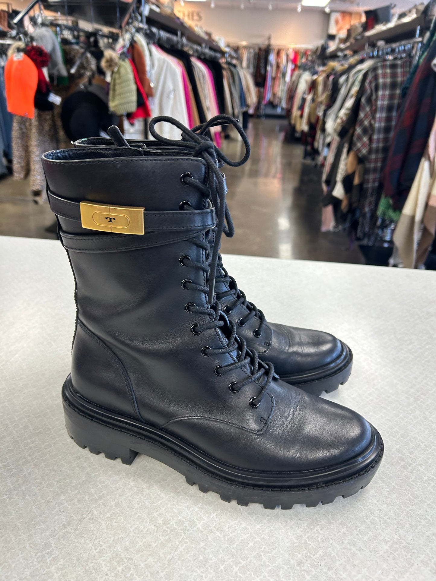 Boots Designer By Tory Burch In Black, Size:8
