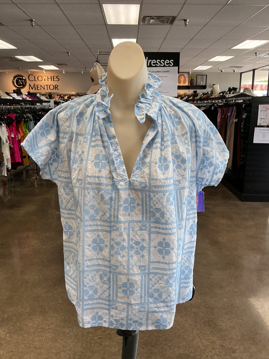 Top Ss By Clothes Mentor In Blue & White, Size:M