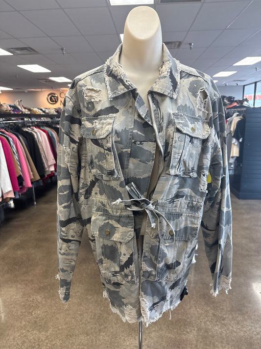 Jacket Utility By Pol In Camouflage Print, Size:M