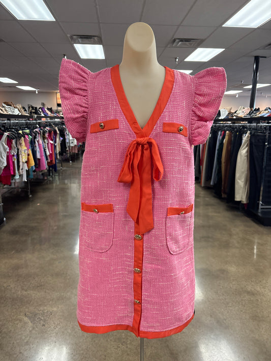Dress Casual Short By Voy In Orange & Pink, Size:S
