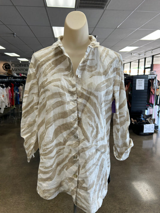 Top Ls By John Mark In Tan & White, Size:Xs