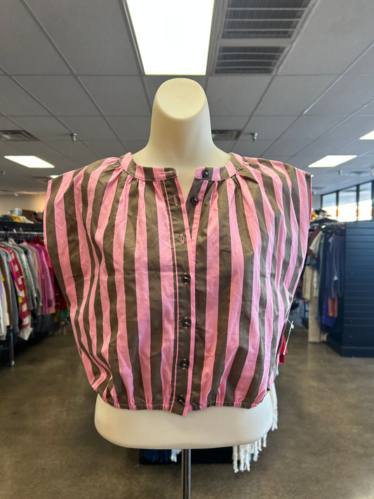 Top Sleeveless By Frnch In Brown & Pink, Size:Xs