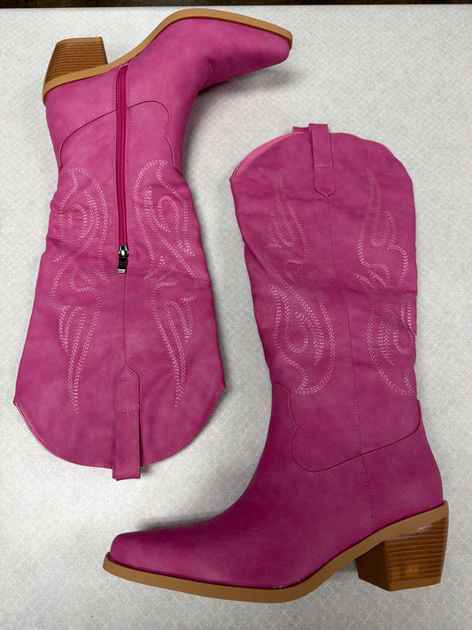 Boots Western By Clothes Mentor In Pink, Size:8.5