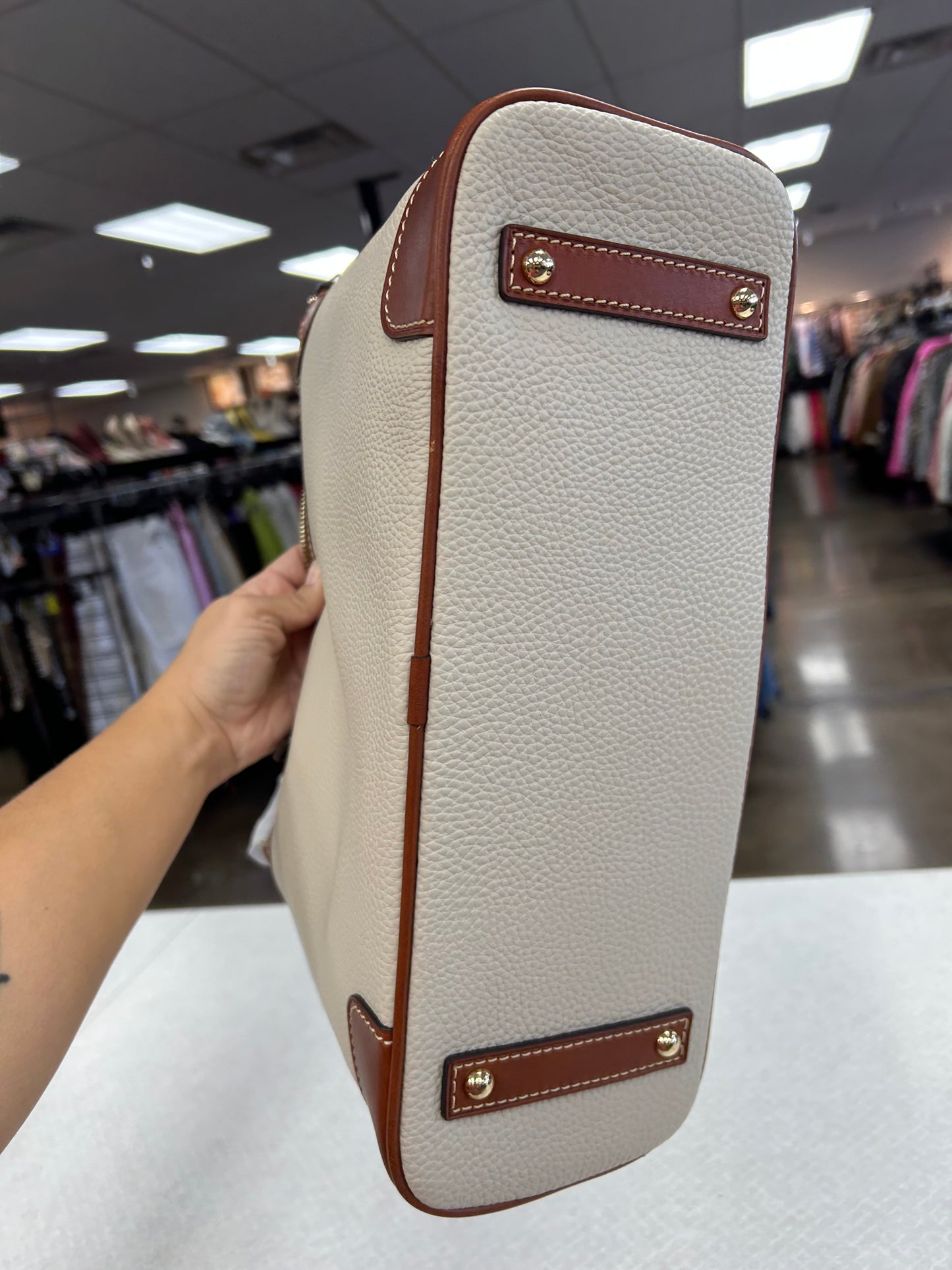 Handbag Designer By Dooney And Bourke In Cream, Size:Large