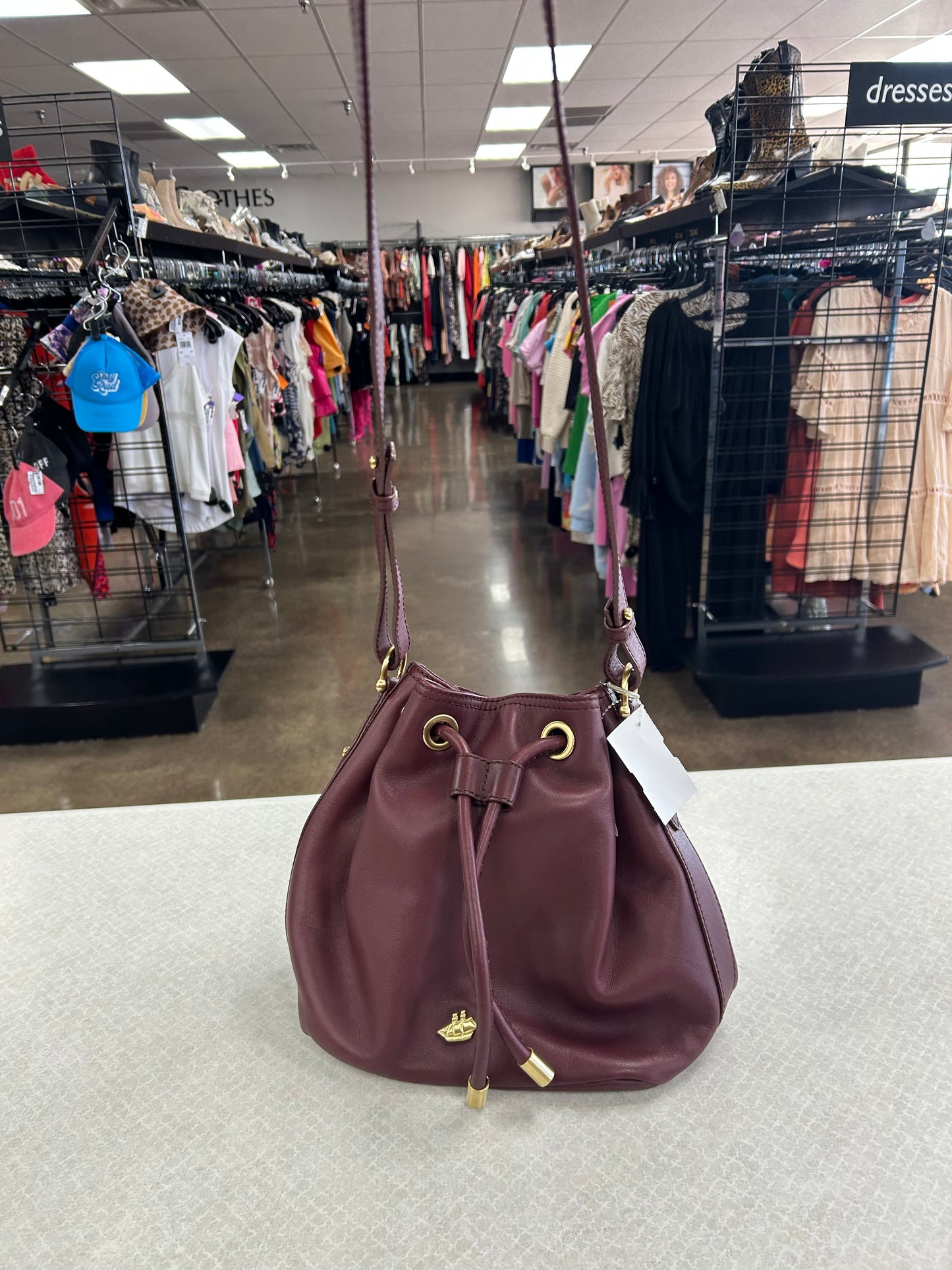 Crossbody Designer By Brahmin In Maroon, Size:Medium