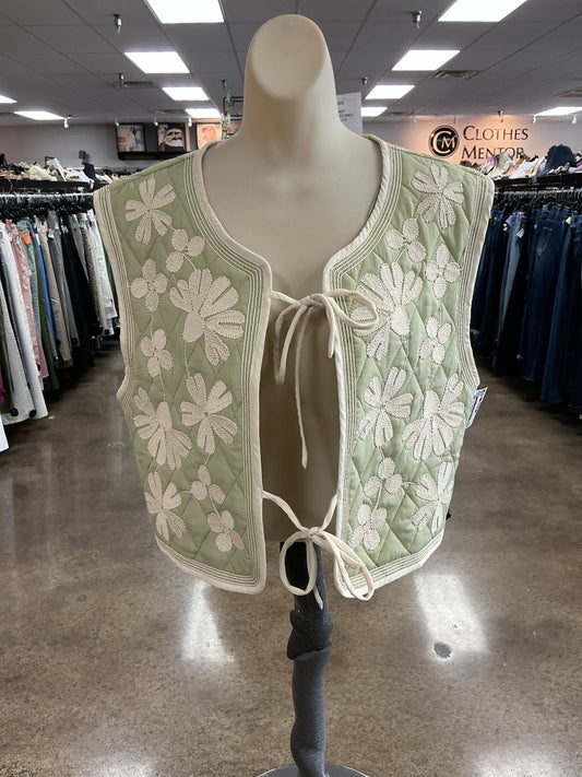 Vest Puffer & Quilted By Mable In Cream & Green, Size:M
