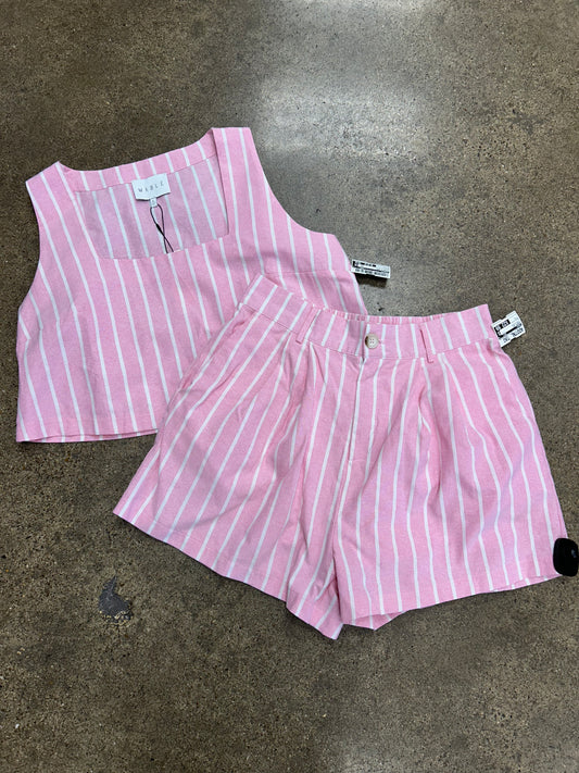 SHORTS SET by MABLE In PINK & WHITE, Size: L