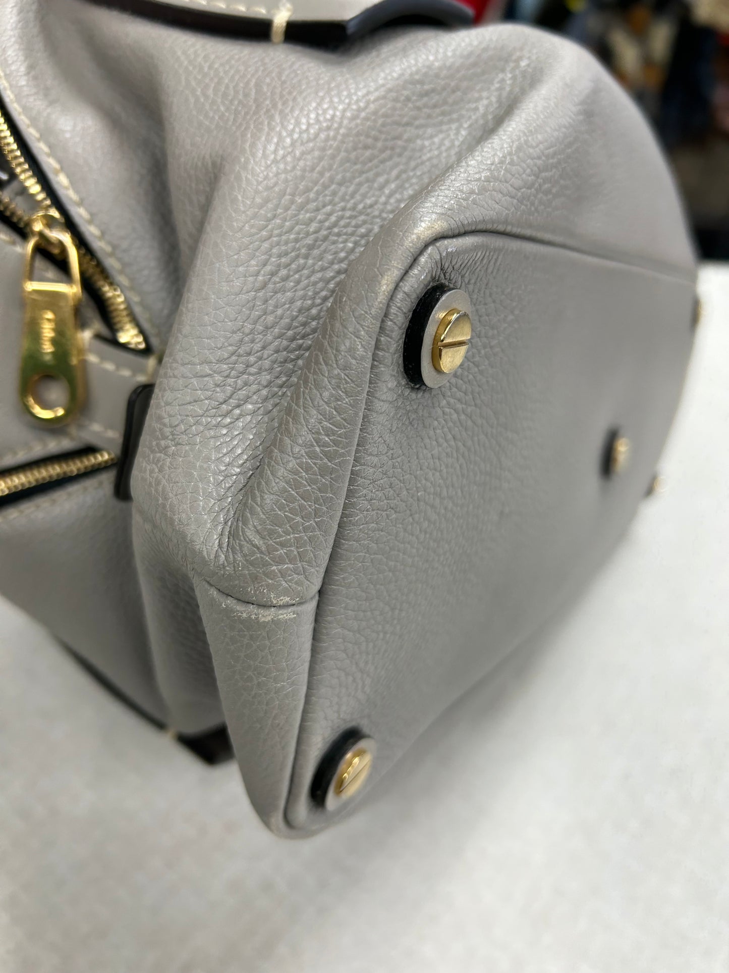Handbag Luxury Designer By Chloe In Grey, Size:Medium