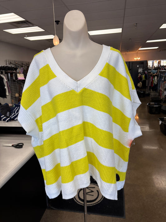 Sweater Ss By Maeve In White & Yellow, Size:Xl