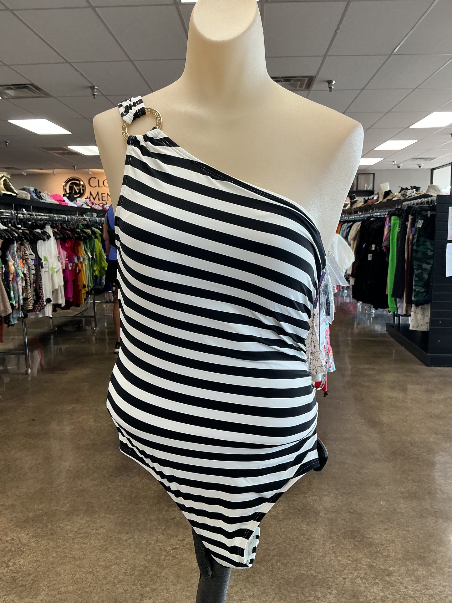 Swimsuit By Michael By Michael Kors In Black & White, Size:12