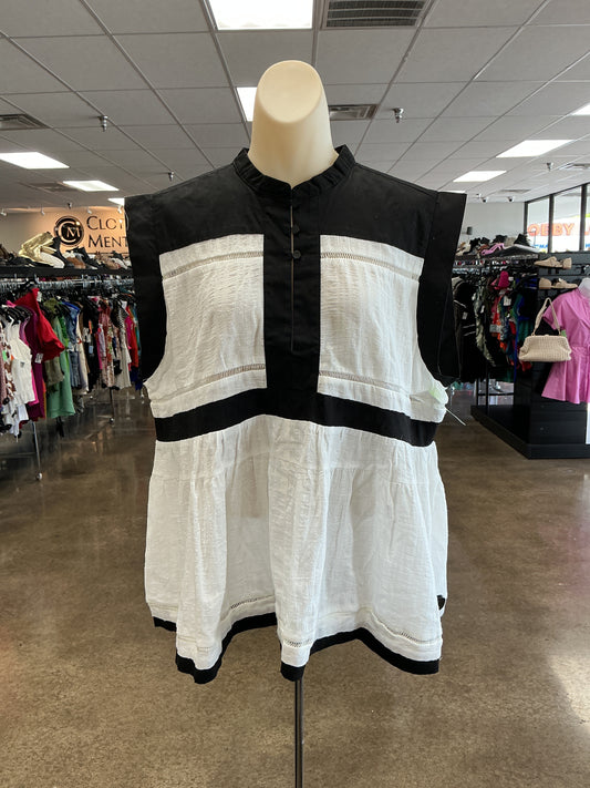 Top Sleeveless By Anniewear In Black & White, Size:Xl