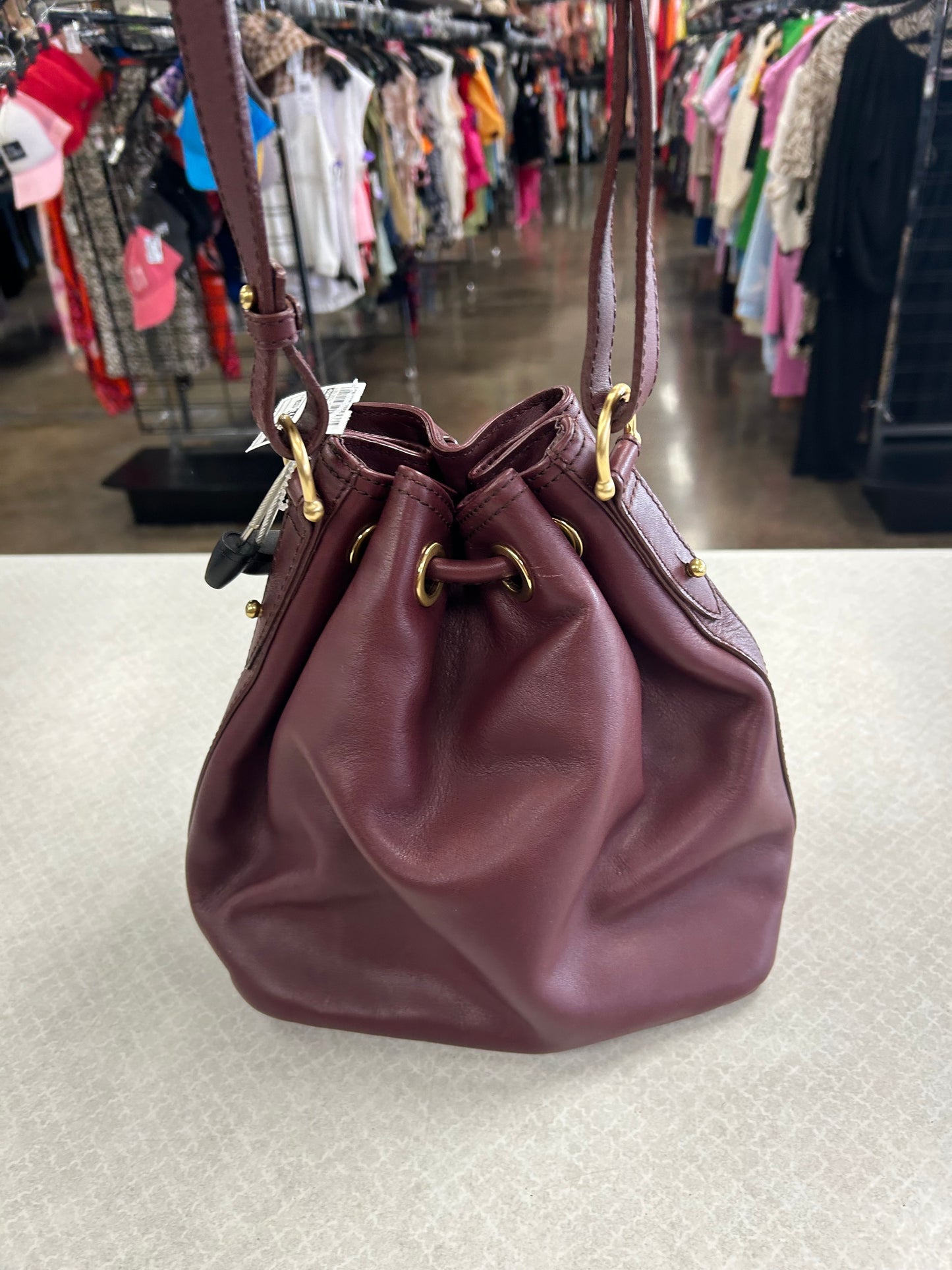 Crossbody Designer By Brahmin In Maroon, Size:Medium
