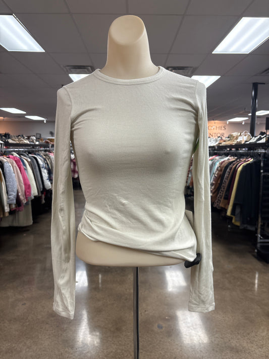 Athletic Top Ls Crewneck By Lululemon In Cream, Size:4