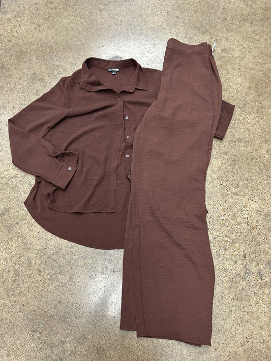 Pants Set 2Pc By Fashion Nova In Brown, Size:L